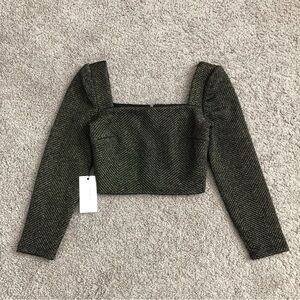 Ali & Jay Metallic Square Neck Crop Top